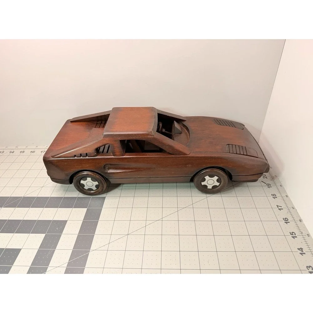 Vintage Handcrafted Wooden Sports Car Model Ferrari 308 GTB